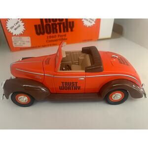 NIB Trust Worthy 1940 Ford Convertible Locking Coin Bank Die Cast Metal